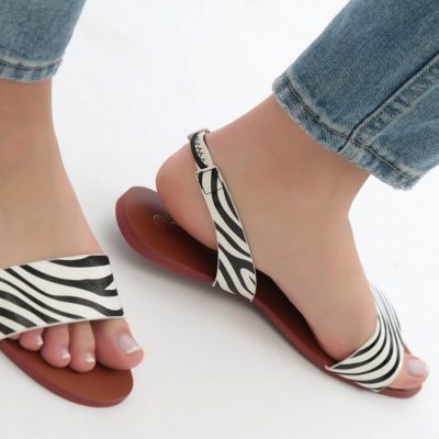zebra print sandals flat
